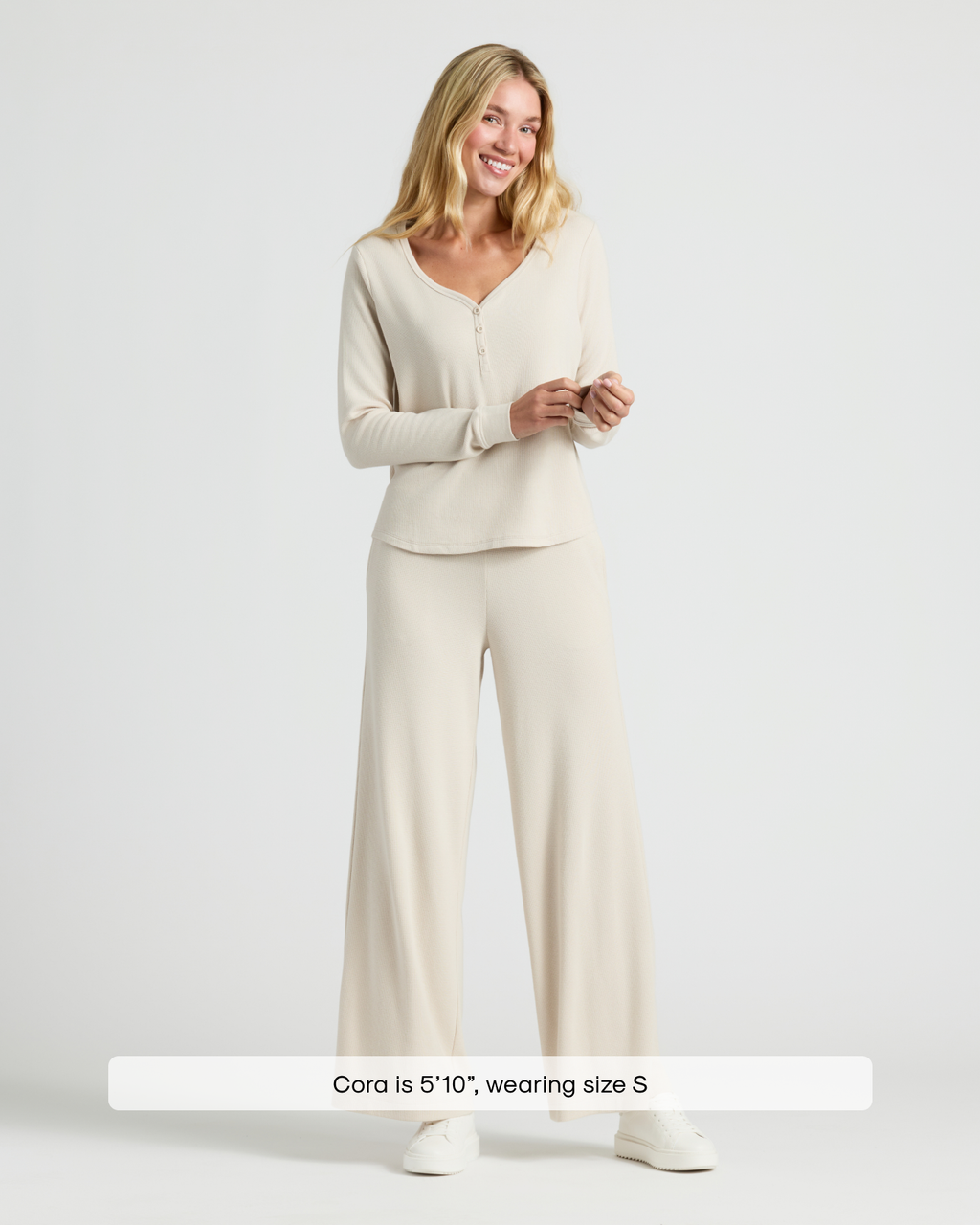 True Classic - Women's Oatmeal Waffle Wide Leg Pants