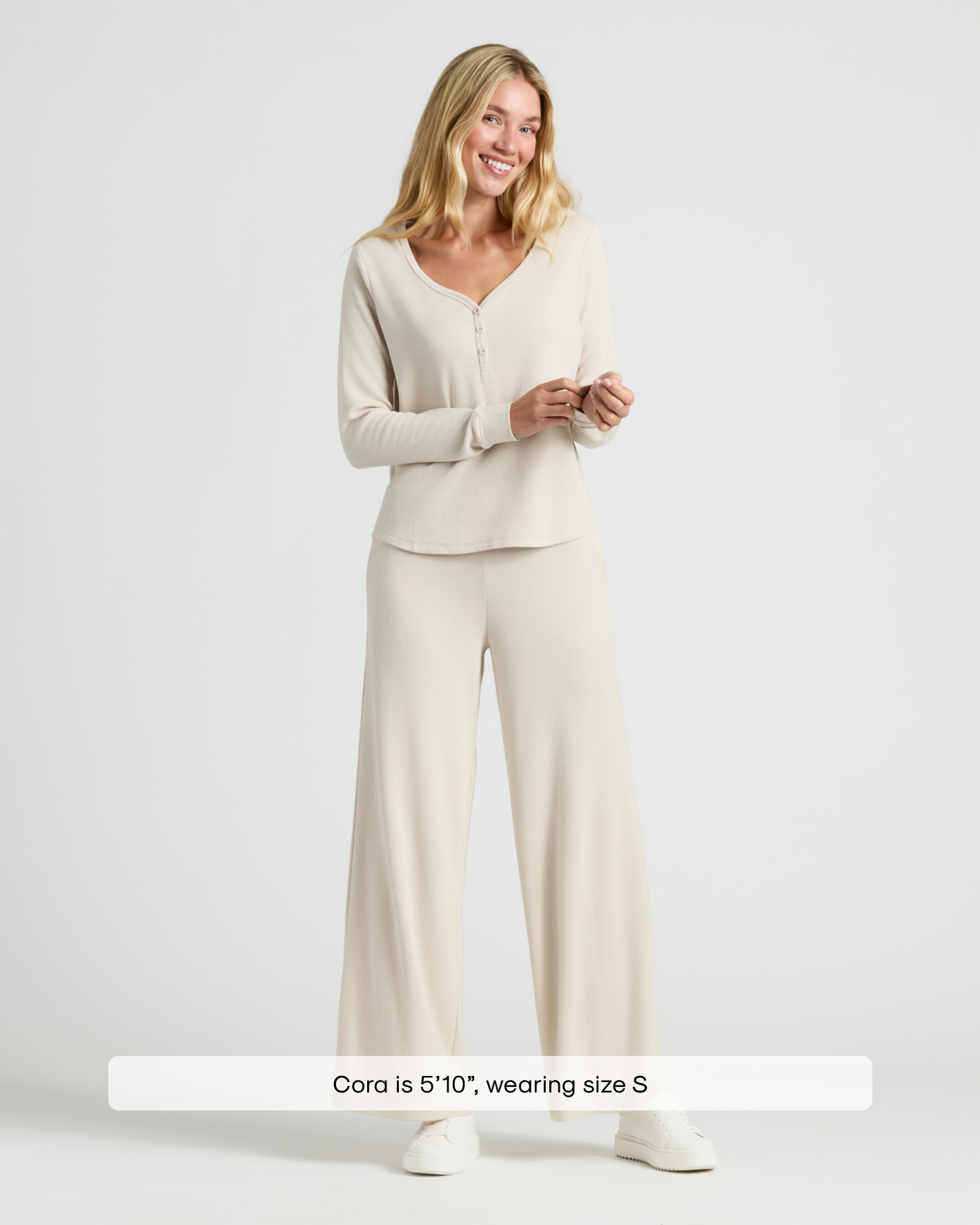 True Classic - Women's Oatmeal Waffle Wide Leg Pants