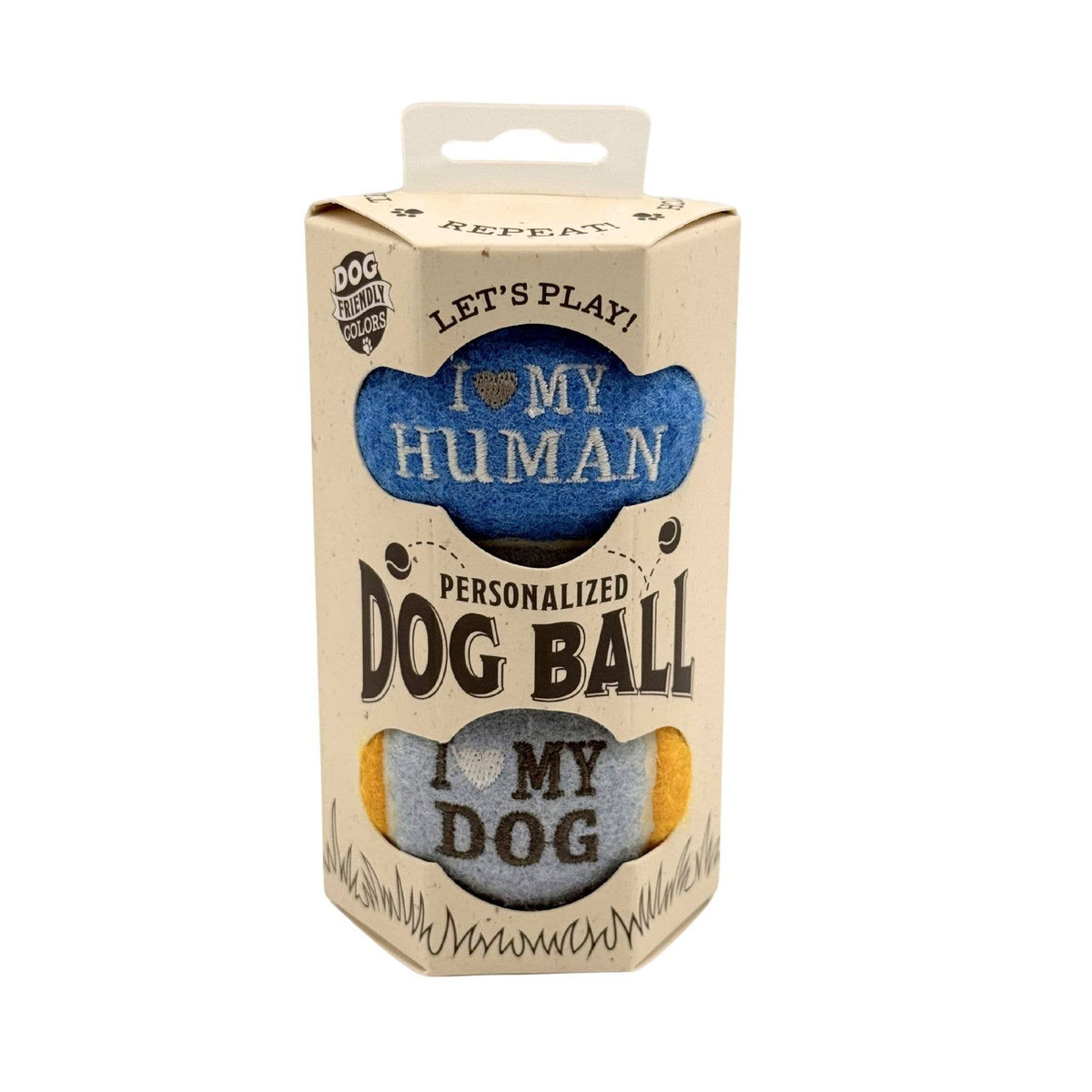 I ❤️ My Human / I ❤️ My Dog Squeaky Tennis Ball Gift Set