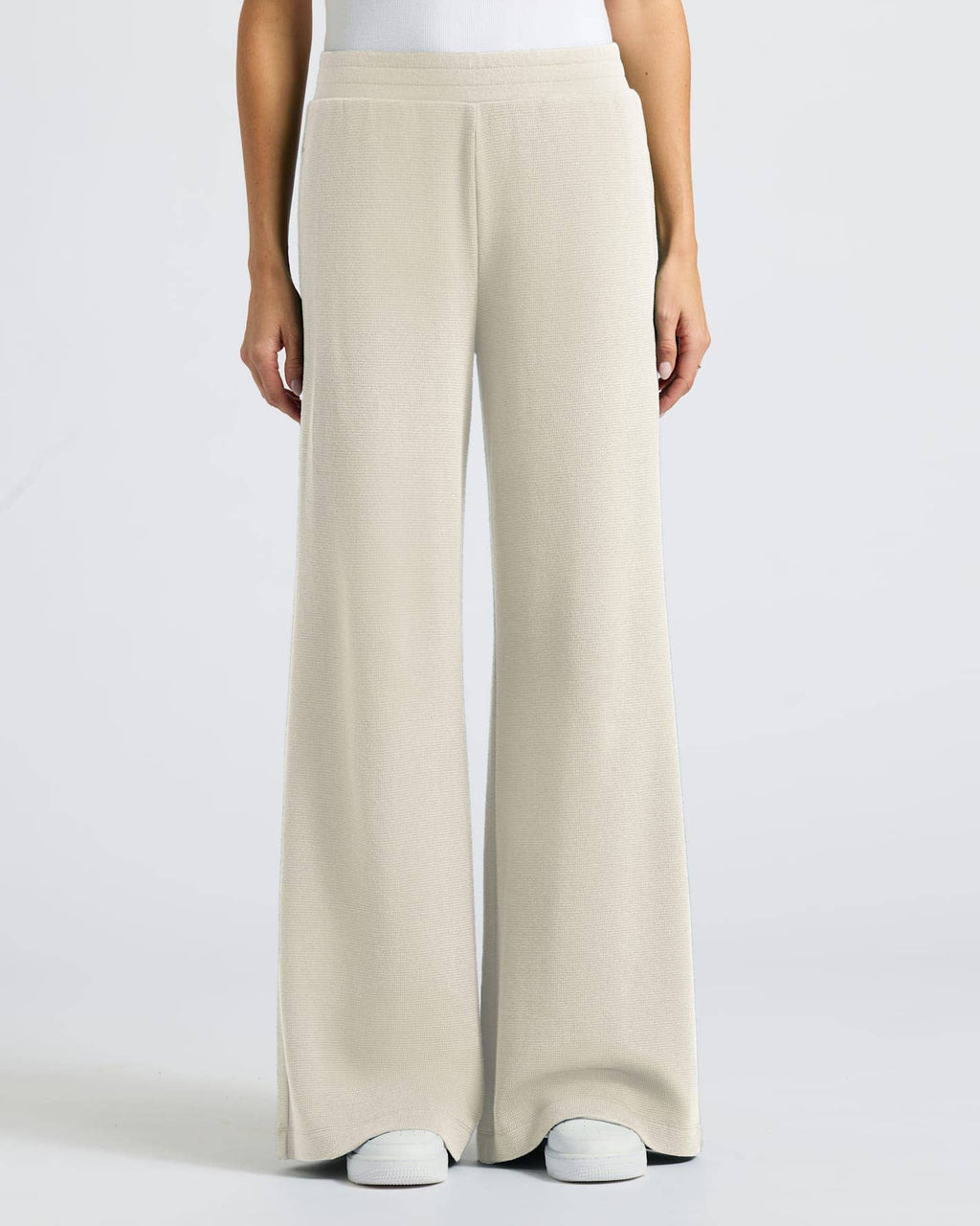 True Classic - Women's Oatmeal Waffle Wide Leg Pants
