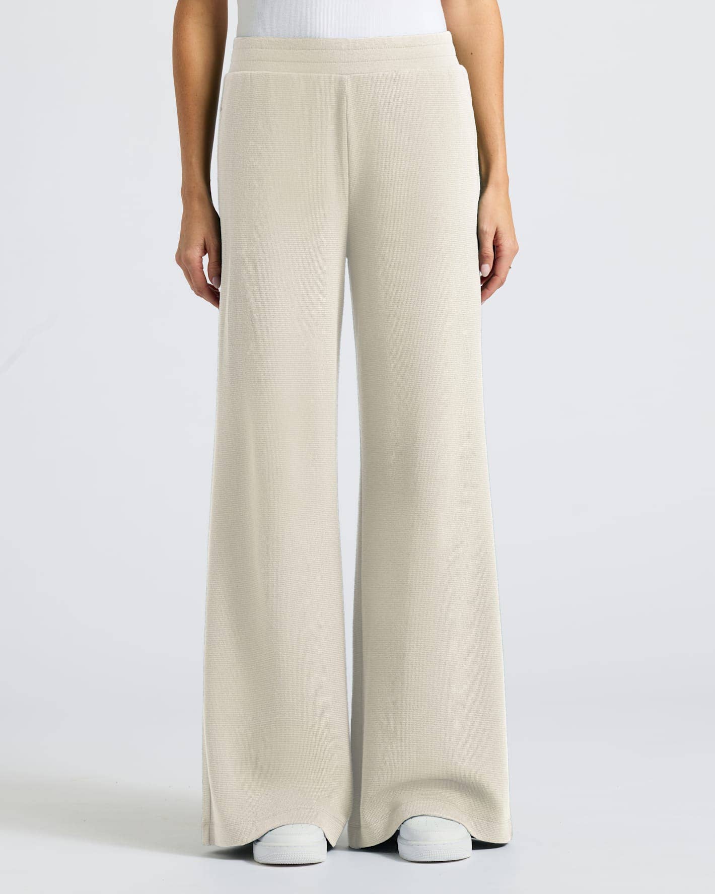 True Classic - Women's Oatmeal Waffle Wide Leg Pants