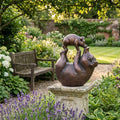 Bronze Mom & Baby Pig Garden Statue – 16"