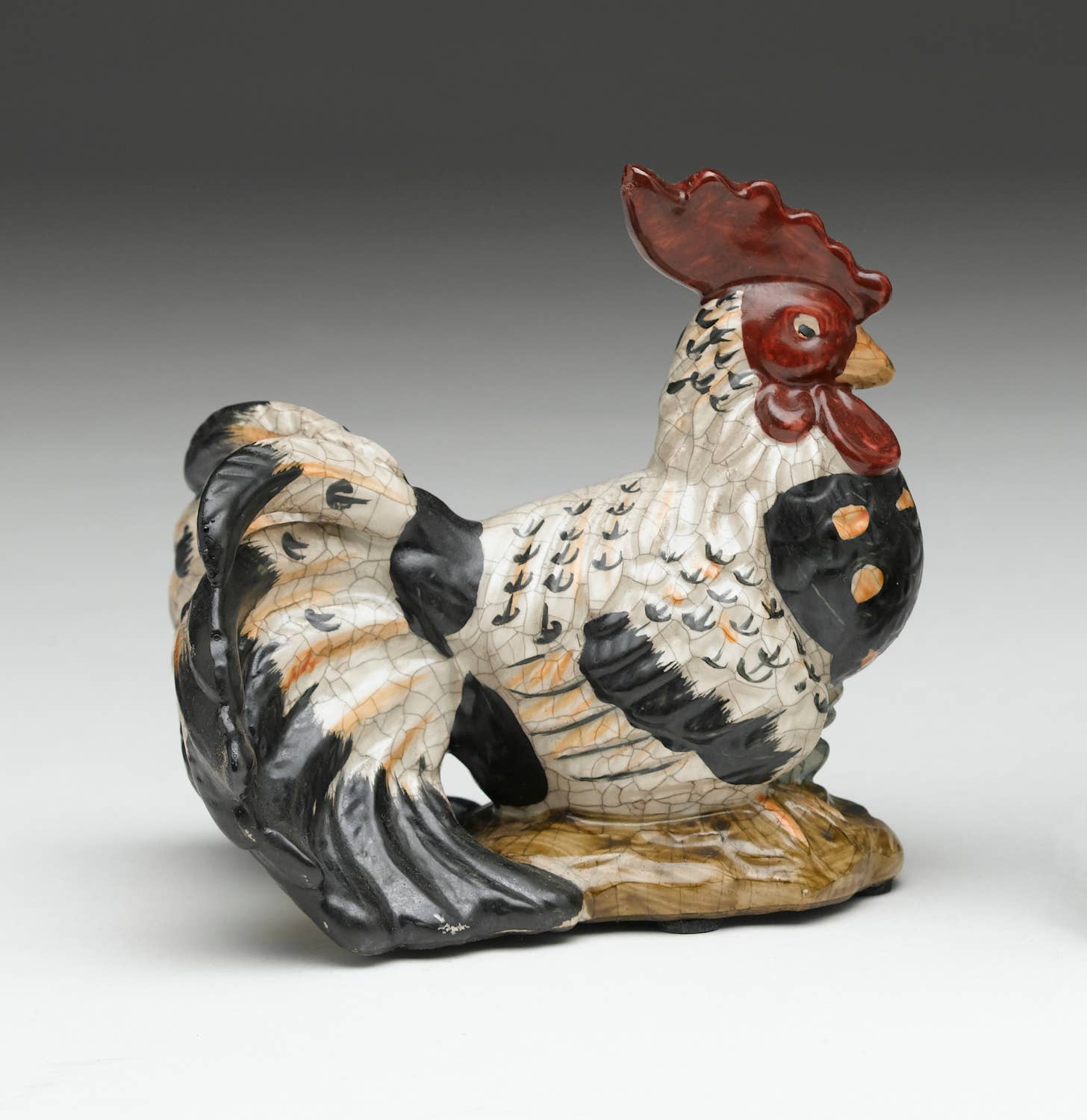 Hand-Painted Ceramic Rooster Figurine, Farmhouse Country Decor, 4.75"