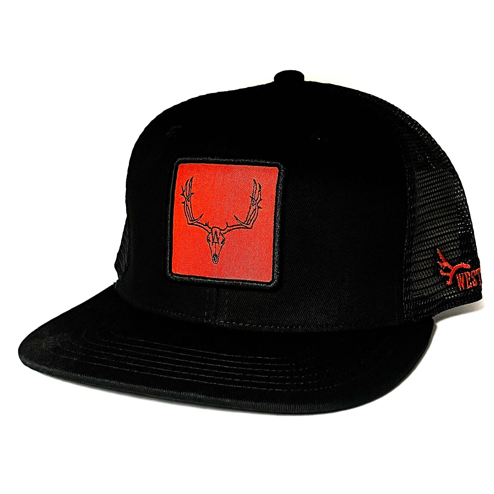Orange Skull Buck Snapback Hat