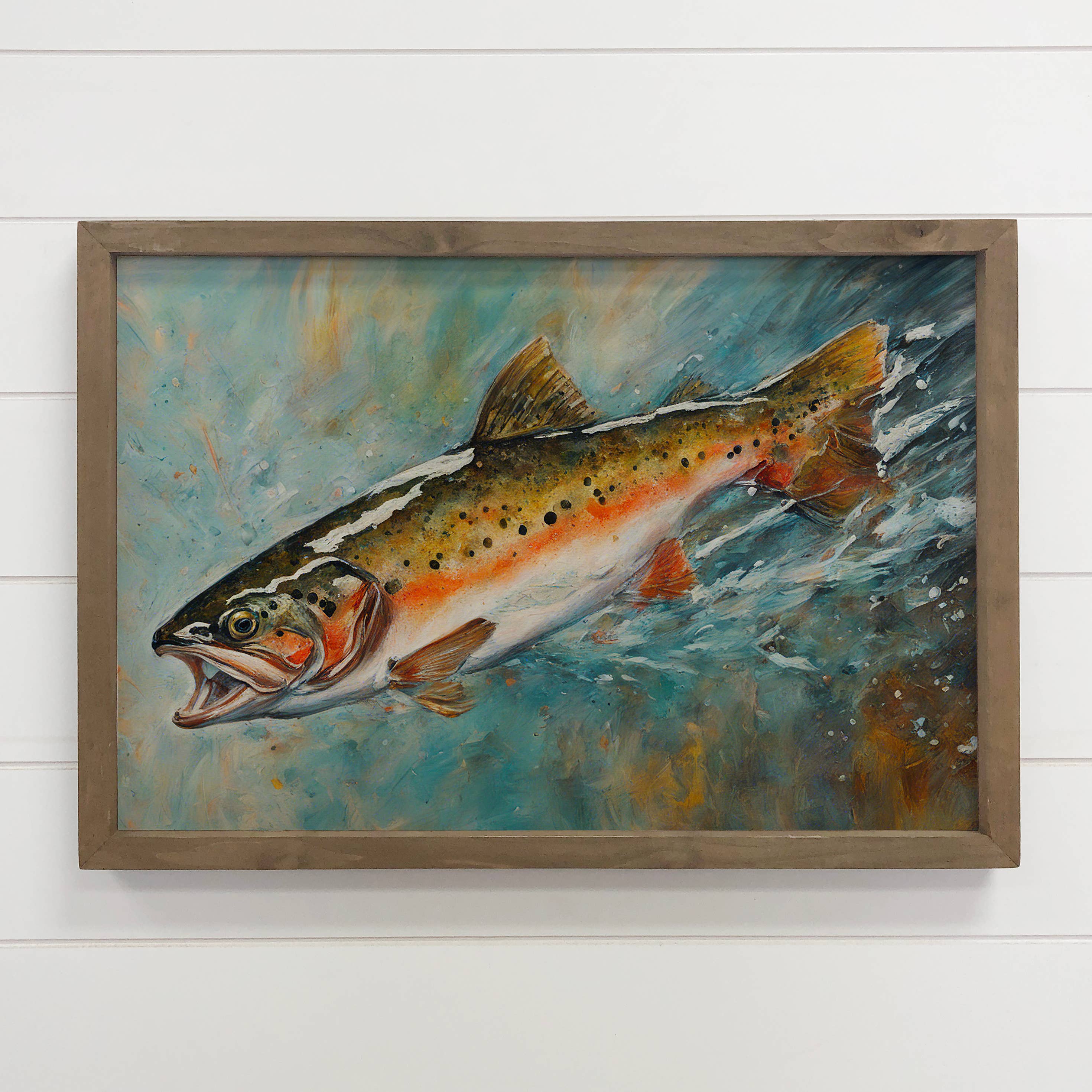 Rainbow Trout Framed Canvas Wall Art