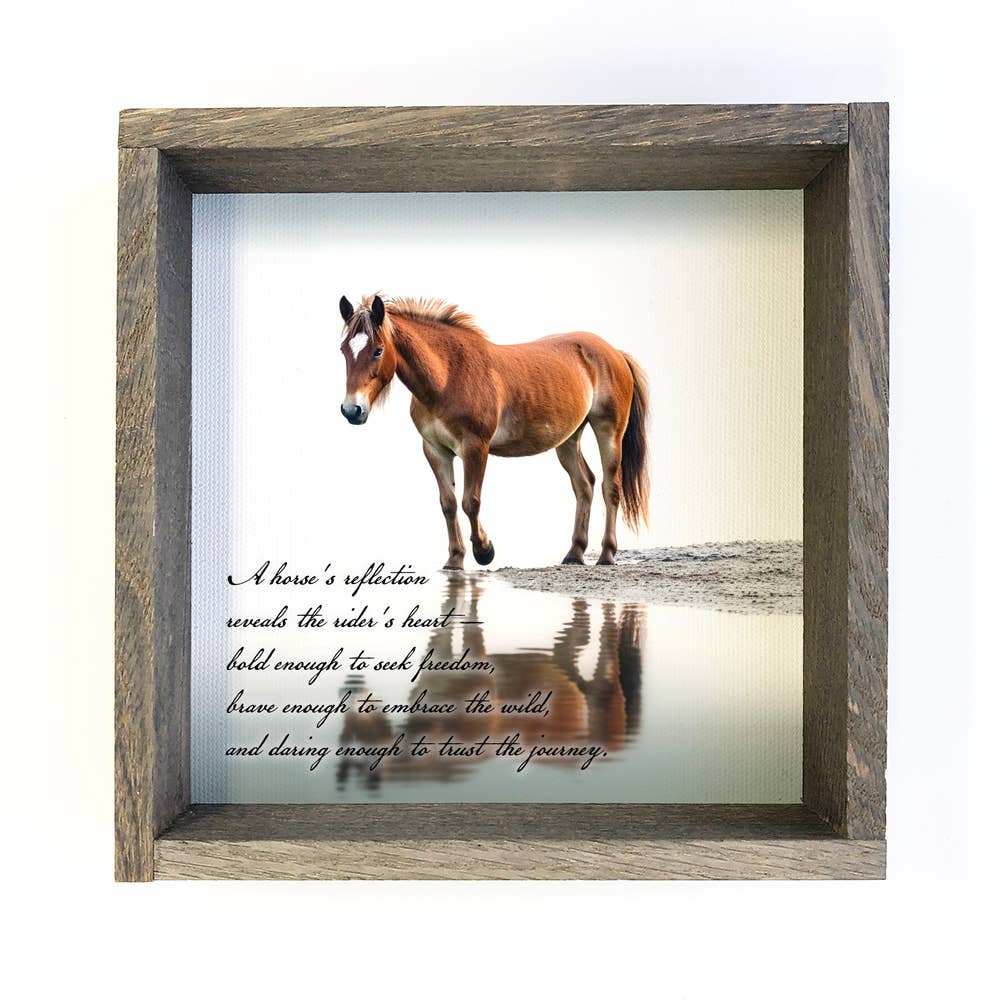 Horse Reflection Framed Canvas Wall Art - 6" x 6"