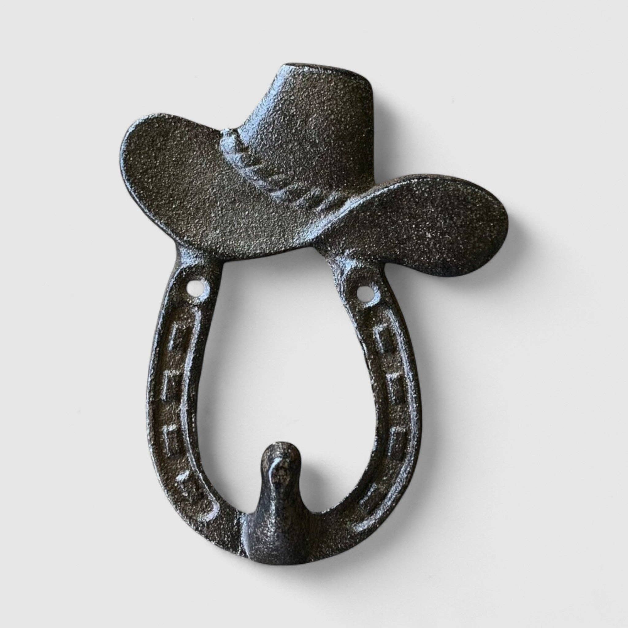 Cast Iron Cowboy Hat Wall Hook – Western Coat, Hat & Key Hook, 5.3"
