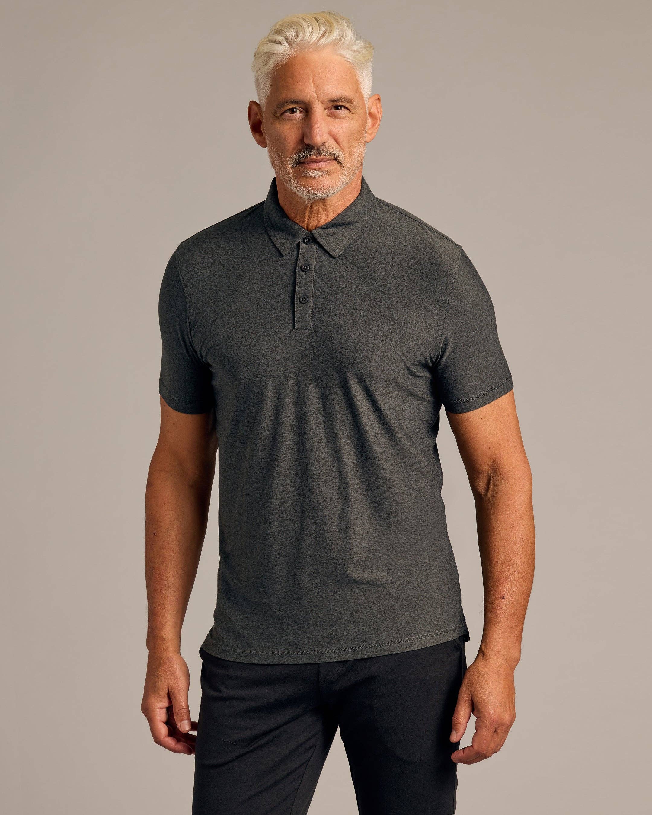 True Classic Charcoal Heather Gray Active Polo 2.0