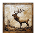 Timberland Elk Palette Knife Wall Art – Rustic Framed Wildlife Decor