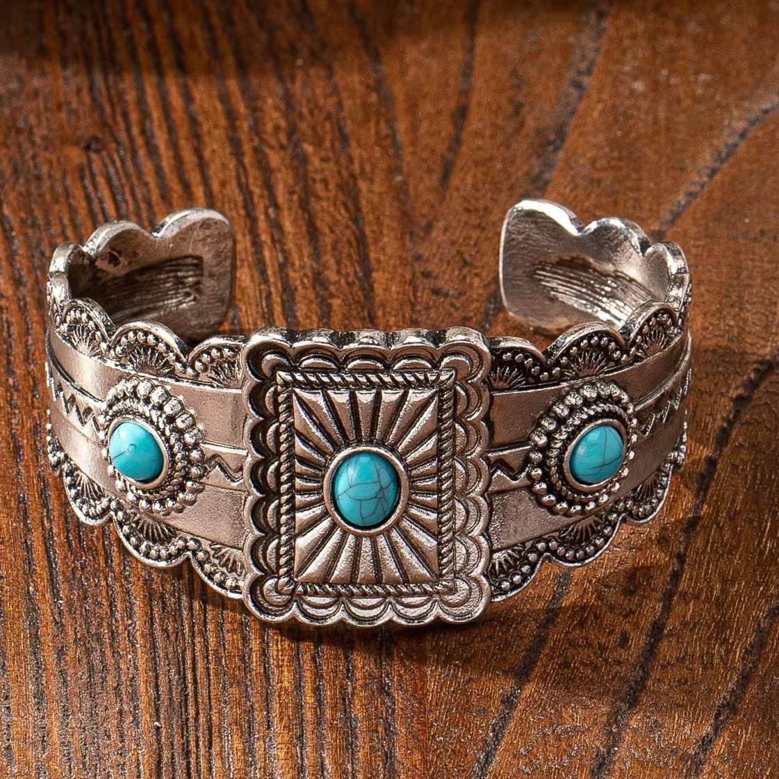 Western Faux Turquoise Cuff Bracelet