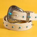 Western Turquoise Studded Faux Leather Belt
