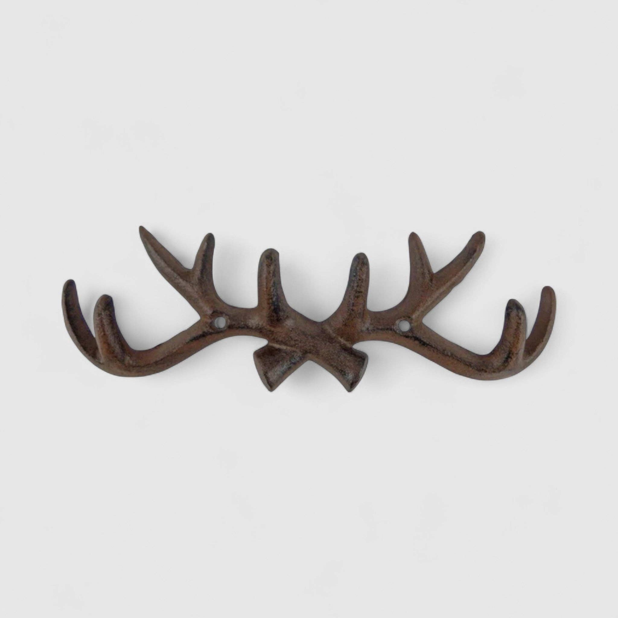 Cast Iron Antler Wall Hook – Rustic Cabin & Lodge Coat, Hat & Key Rack, 10"