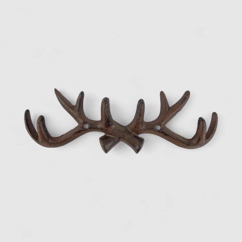 Cast Iron Antler Wall Hook – Rustic Cabin & Lodge Coat, Hat & Key Rack, 10"
