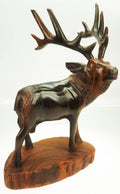 Detailed Hand-Carved Desert Ironwood Bull Elk Sculpture
