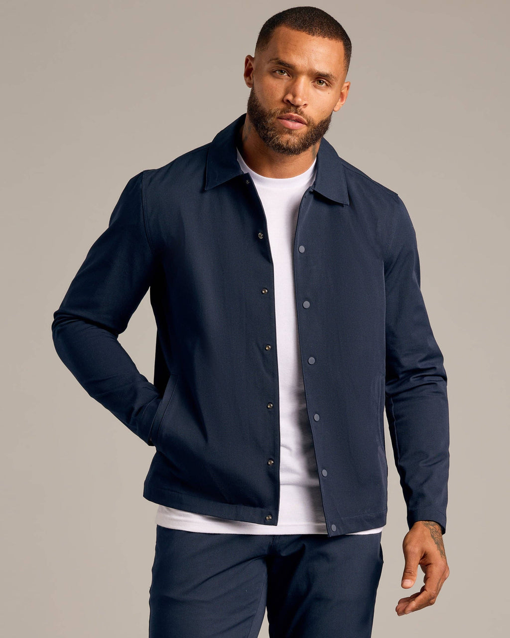 True Classic Navy Coaches Jacket
