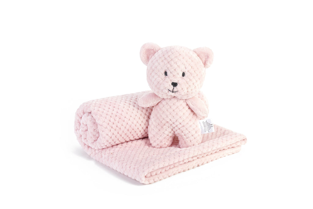 Soft Minky Baby Blanket with Plush Bunny