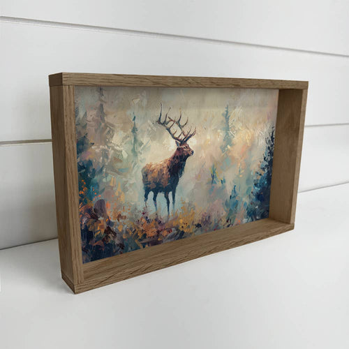 Buck Deer Abstract Rustic Framed Wall Art – 6" x 10"