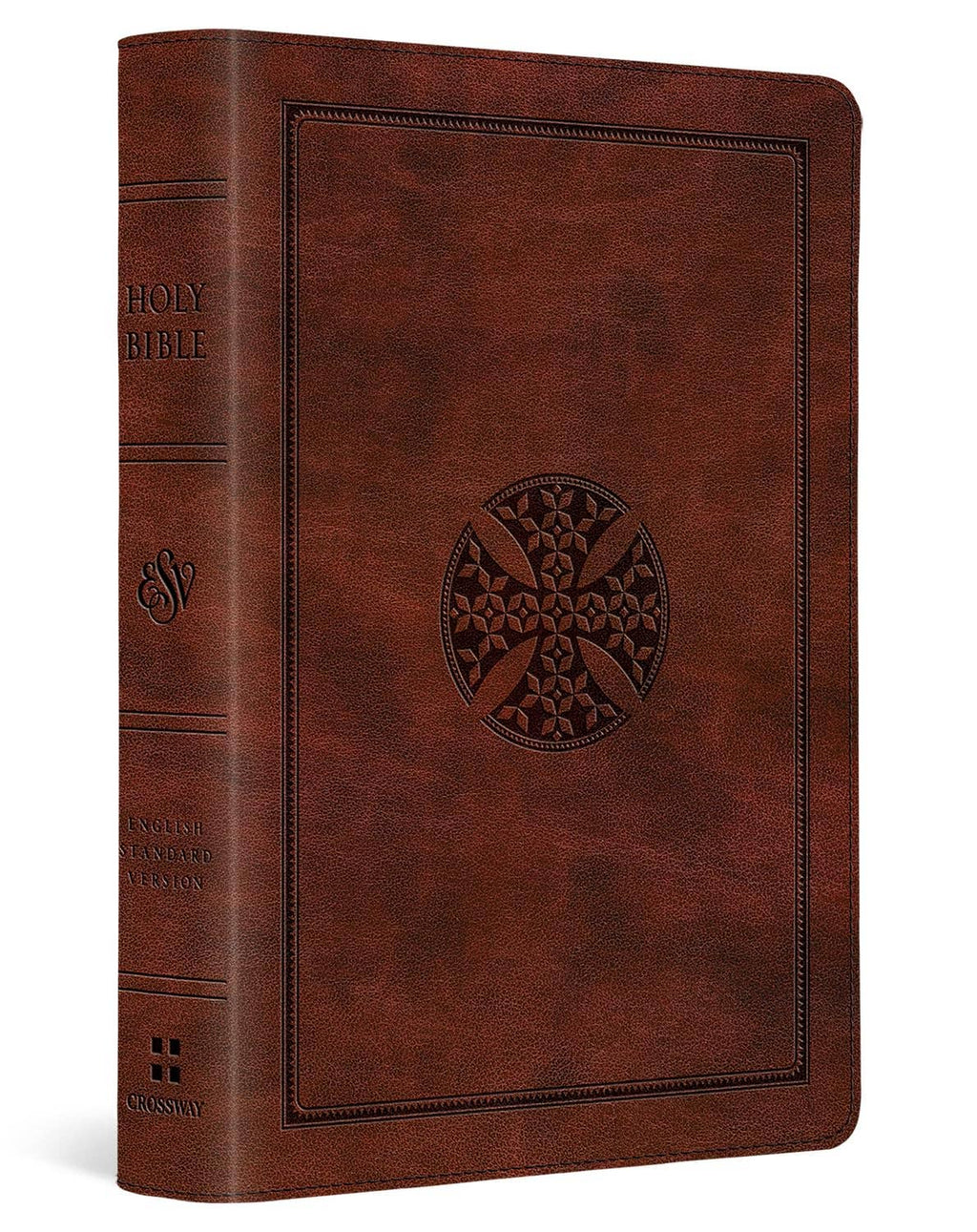 ESV Large Print Compact Bible - Brown TruTone Mosaic Cross