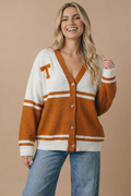 Varsity Colorblock Button-Down Knit Cardigan
