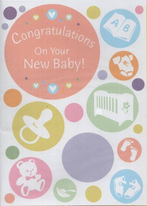 New Baby Congratulations Card - Colorful Baby Icons