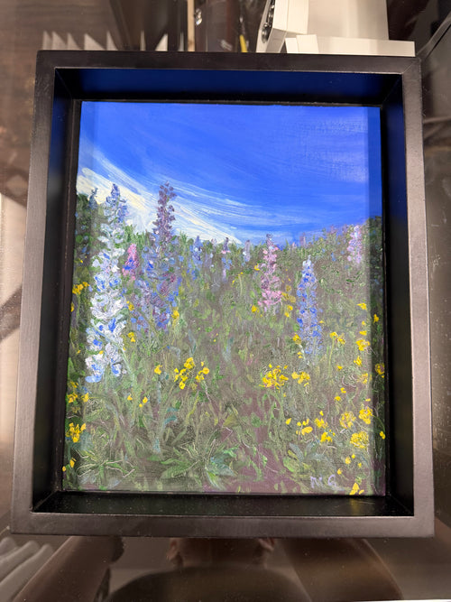 Blue Hour Lupines - Original Oil Painting by Local Artist Mariel Arata