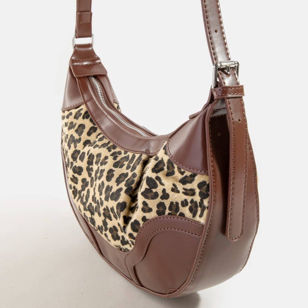Leopard Print Half-Moon Shoulder Bag
