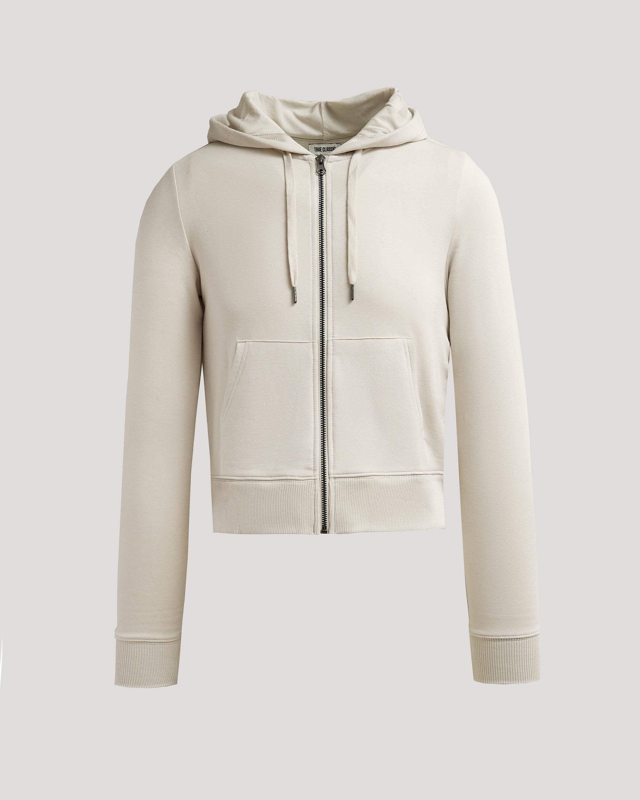 True Classic - Women's Oatmeal Crop Zip Hoodie