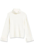 Ivory Textured Knit Turtleneck Sweater