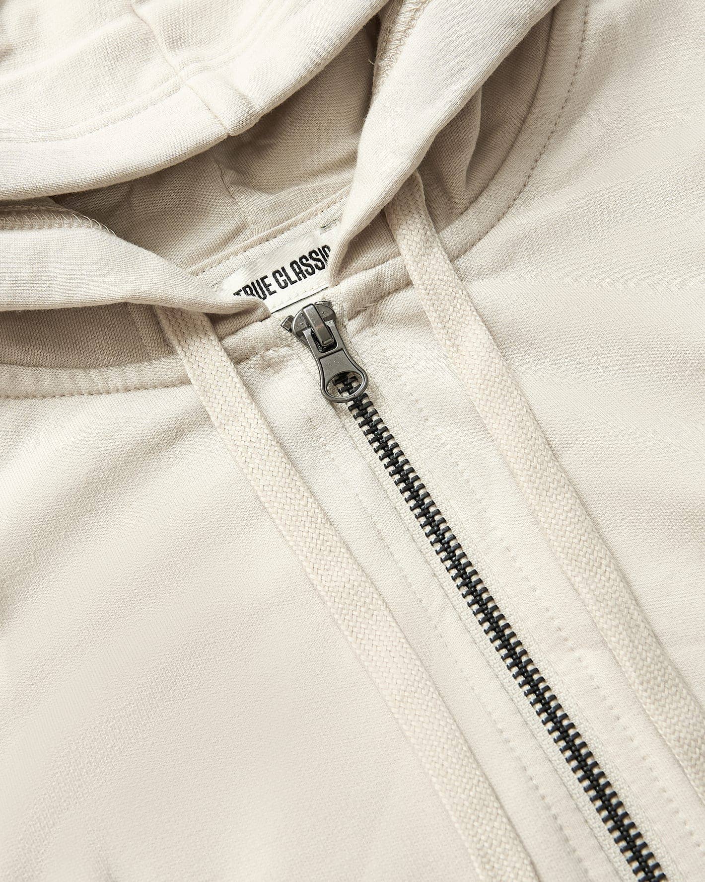 True Classic - Women's Oatmeal Crop Zip Hoodie