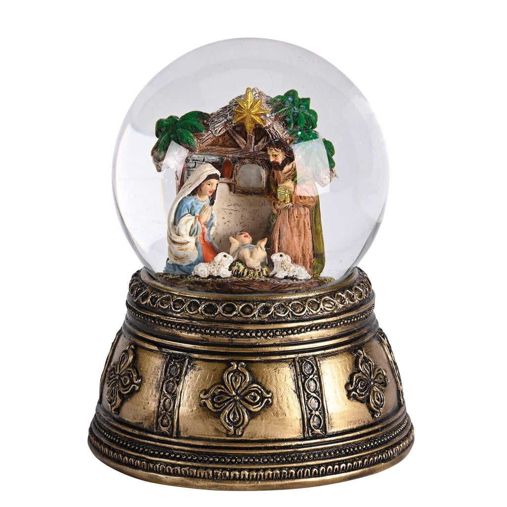 Holy Family Nativity Water Globe – Antique Gold