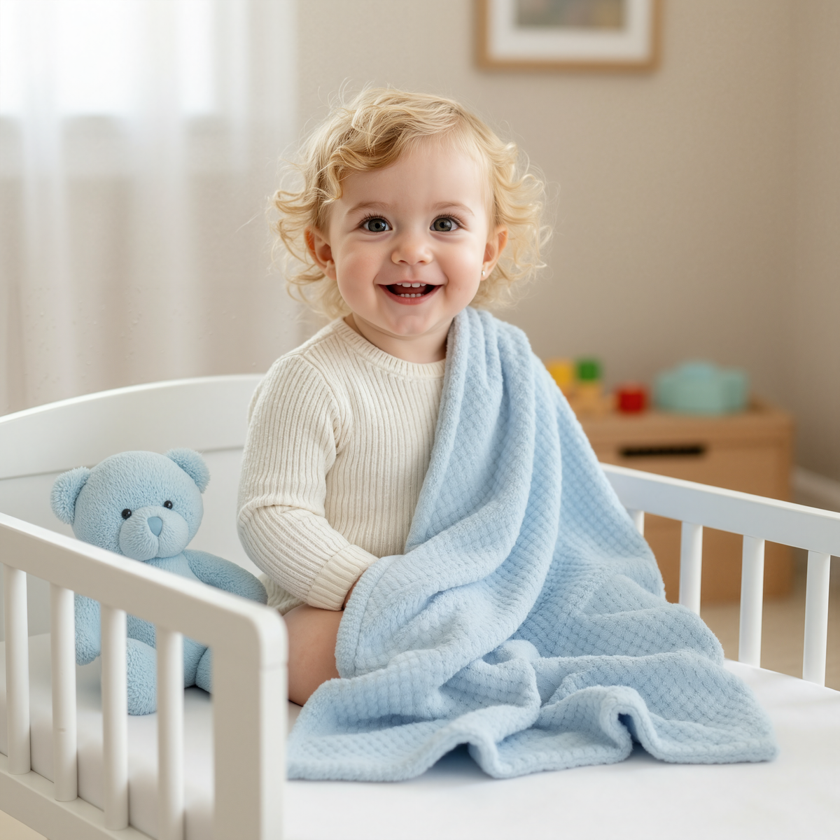 Soft Minky Baby Blanket with Plush Bunny