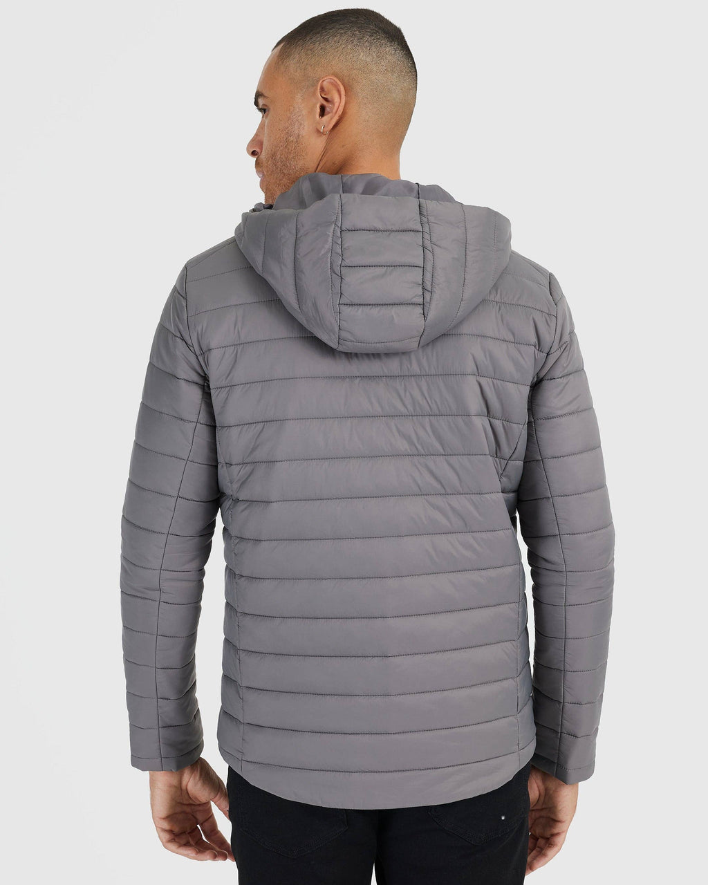 True Classic Gunmetal Hooded Puffer Jacket