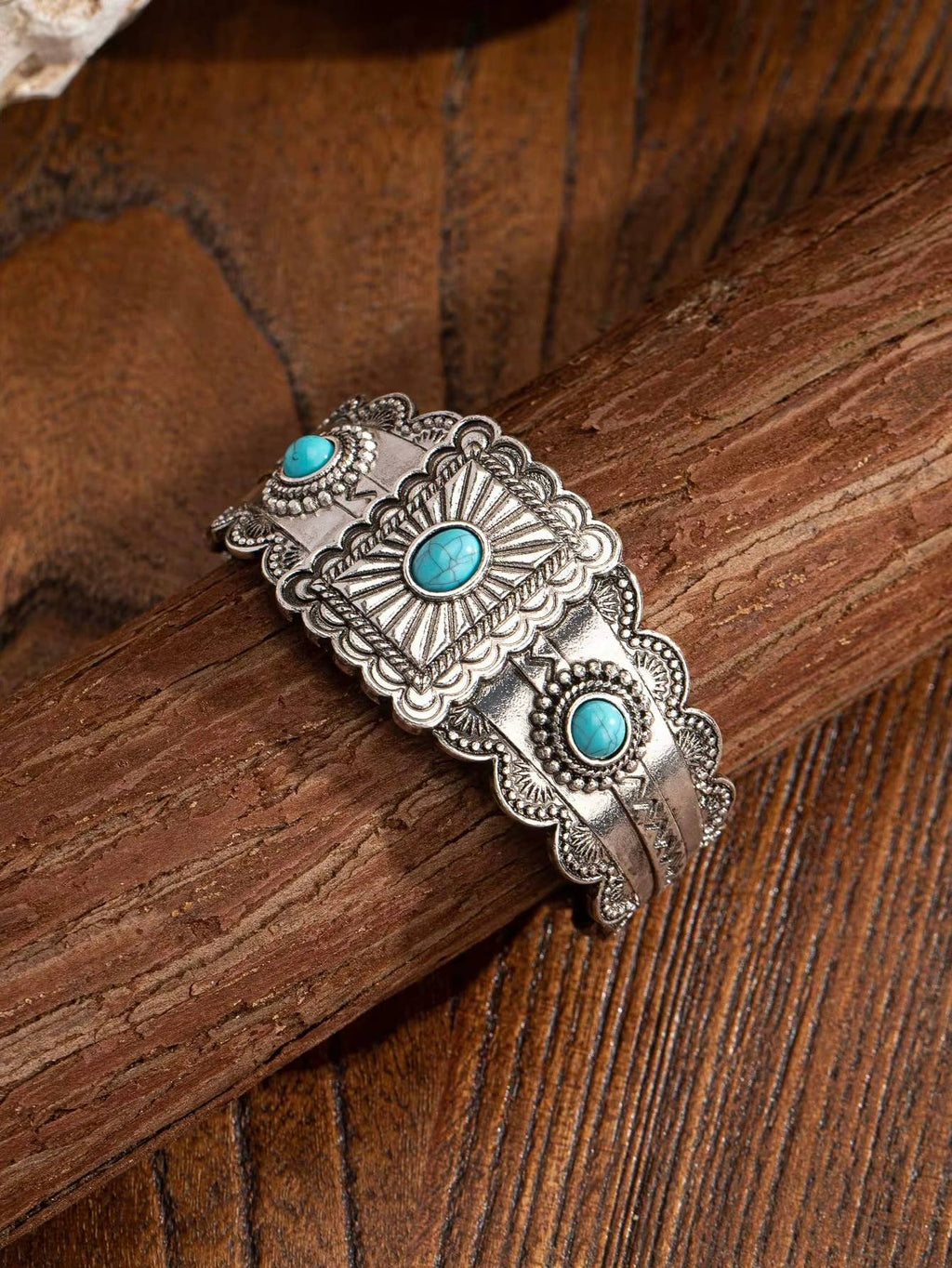 Western Faux Turquoise Cuff Bracelet