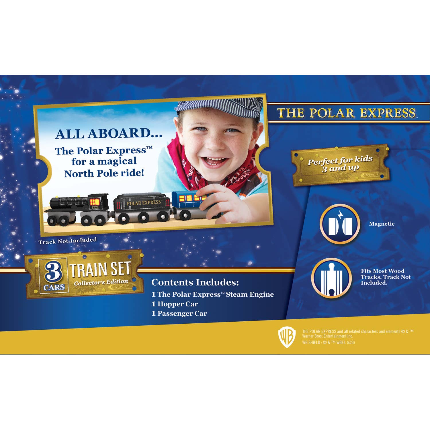 The Polar Express 3-Car Wooden Train Set