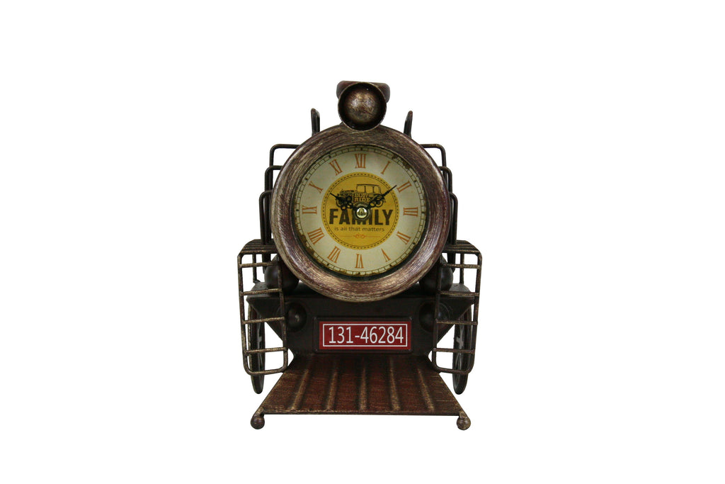 Rustic Bronze Locomotive Table Clock