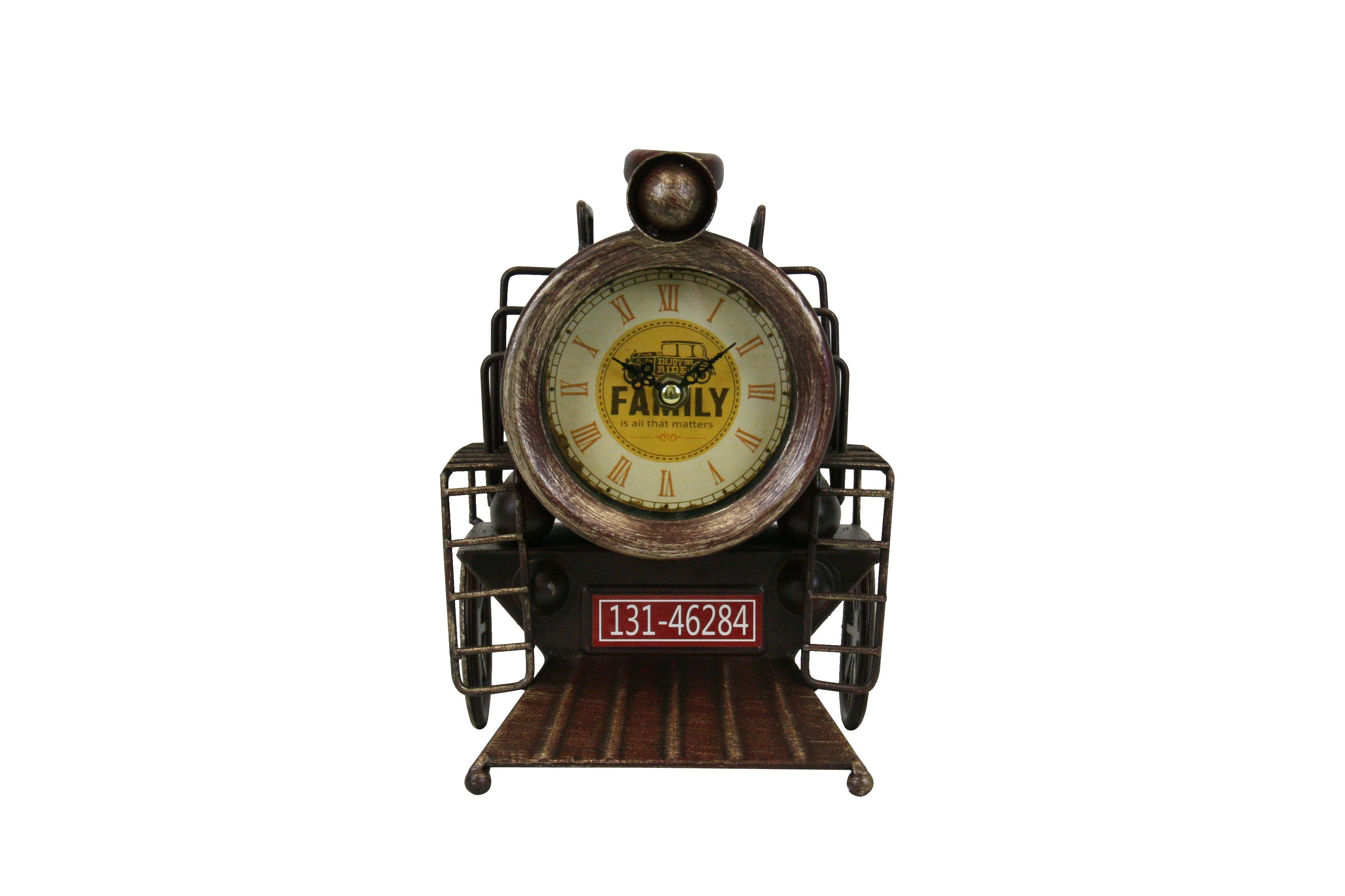 Rustic Bronze Locomotive Table Clock