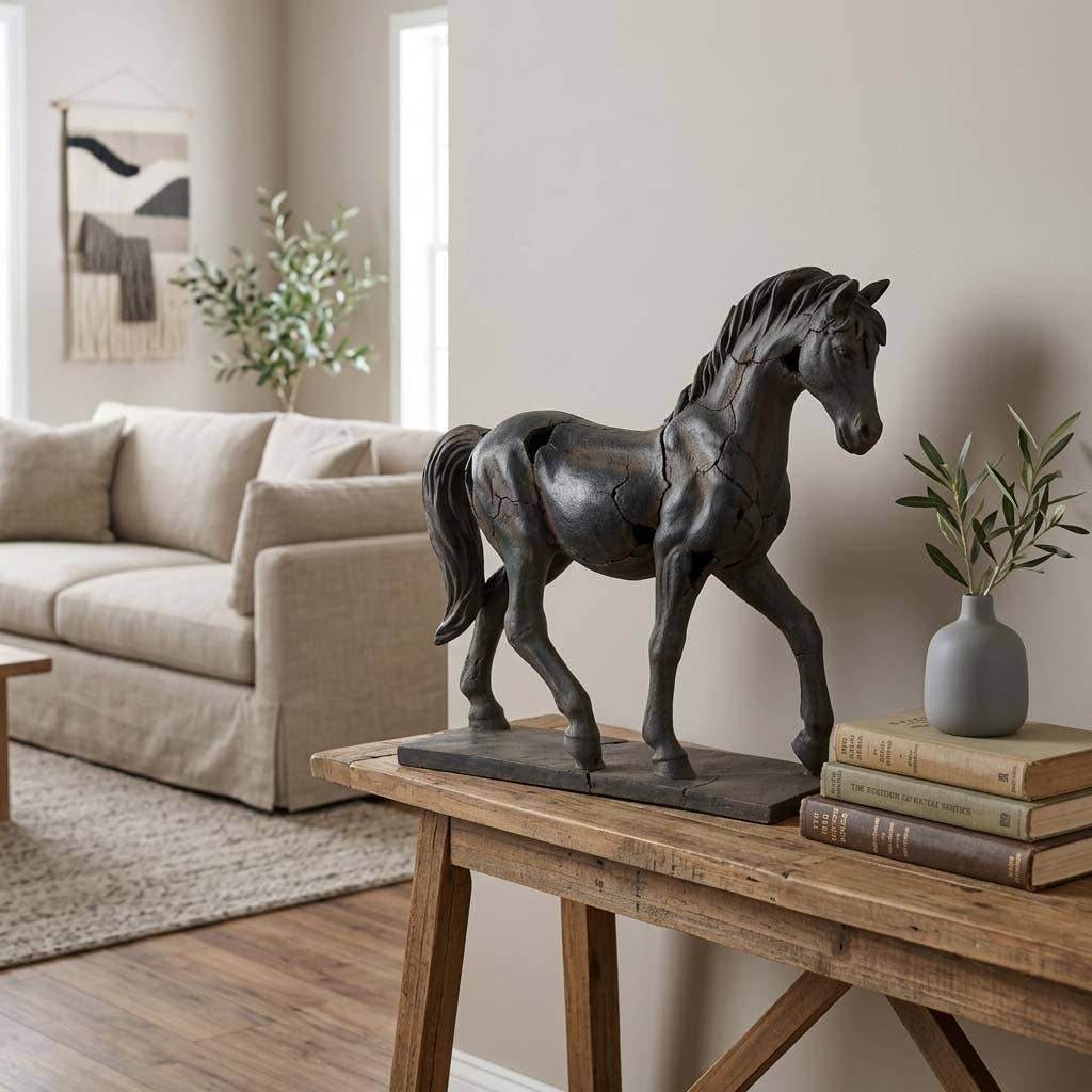 Sagebrook Home - Resin Cracked Horse Sculpture – Brown 18" Home Décor Statue