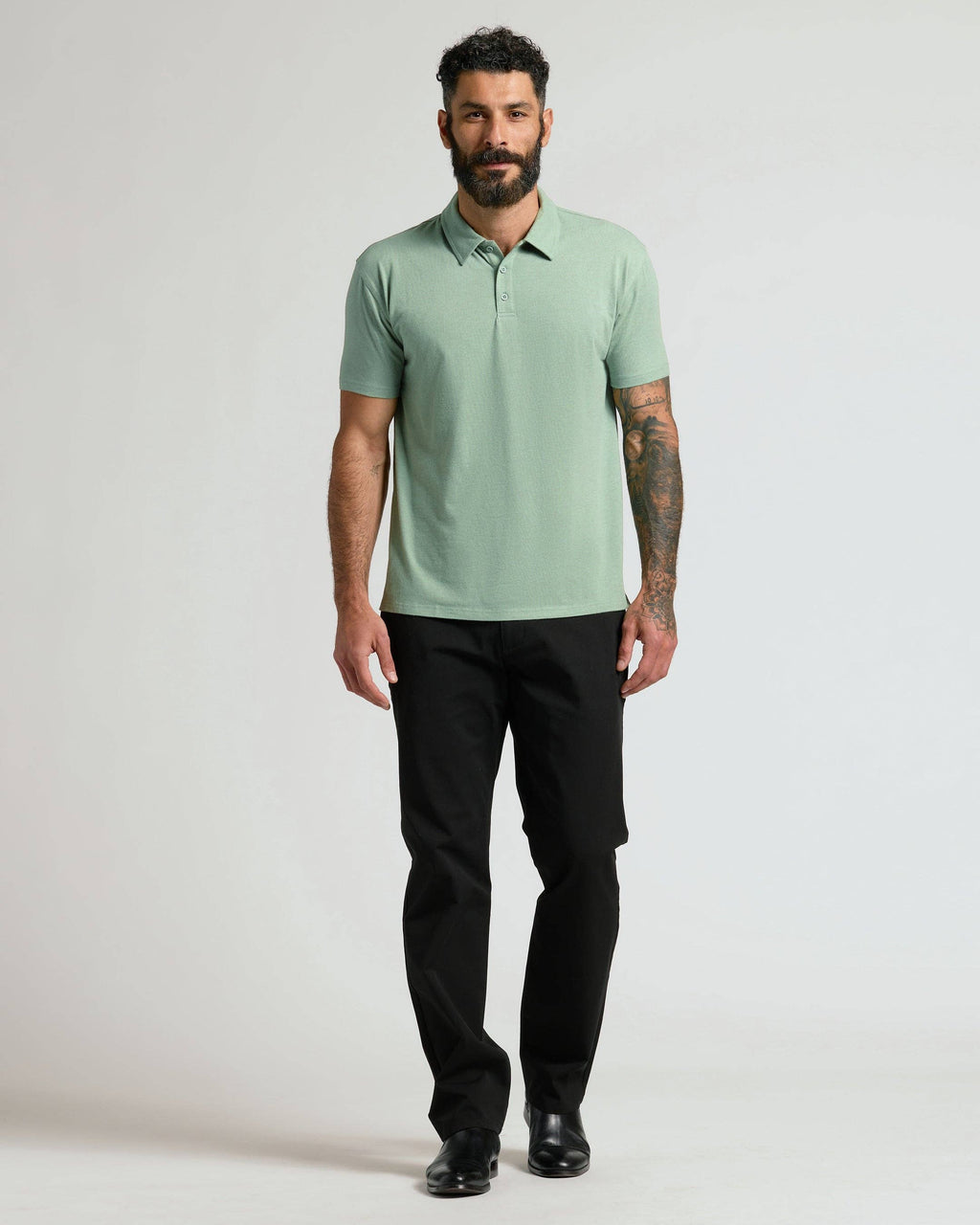 True Classic - Heather Slate Green Classic Polo