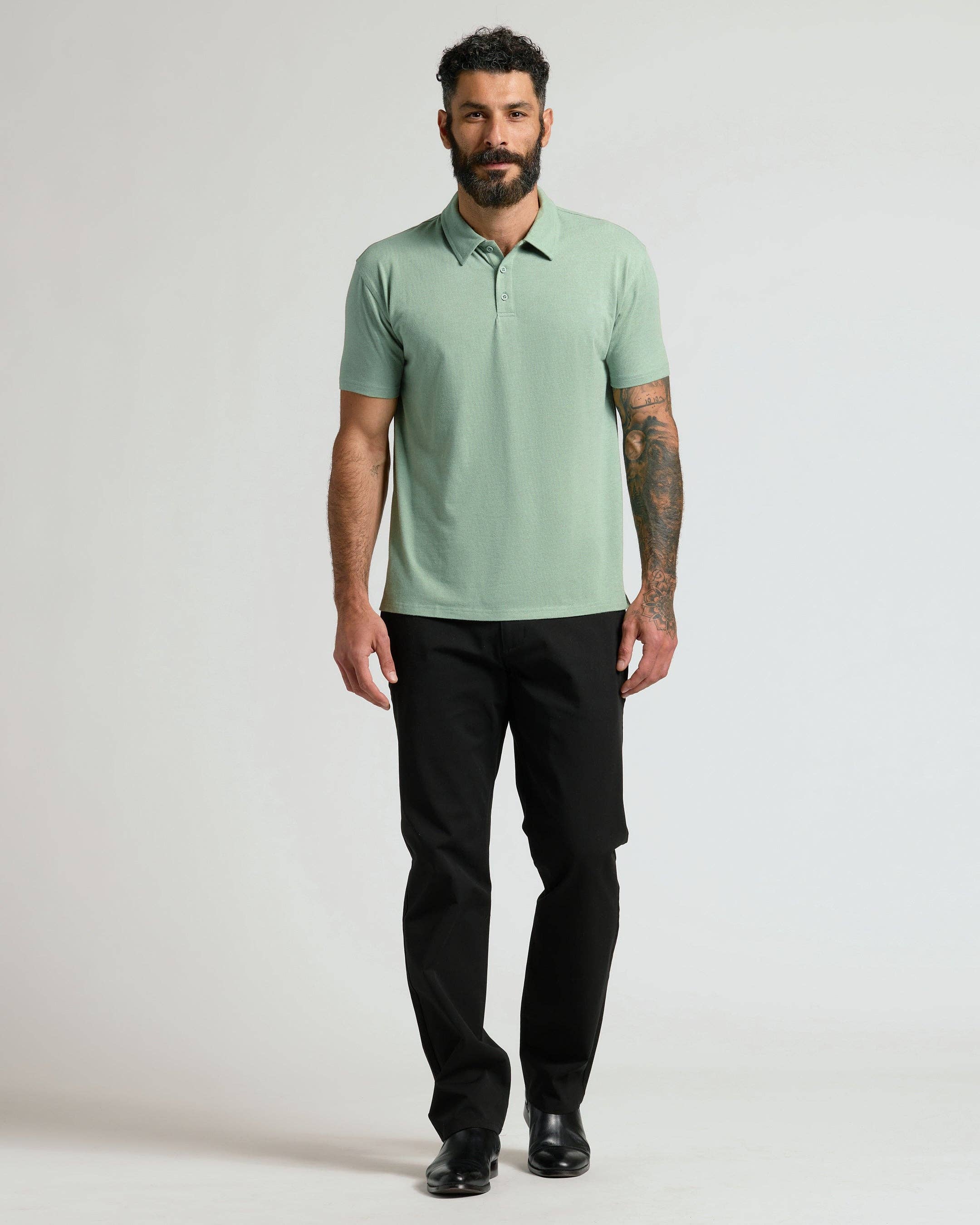 True Classic - Heather Slate Green Classic Polo
