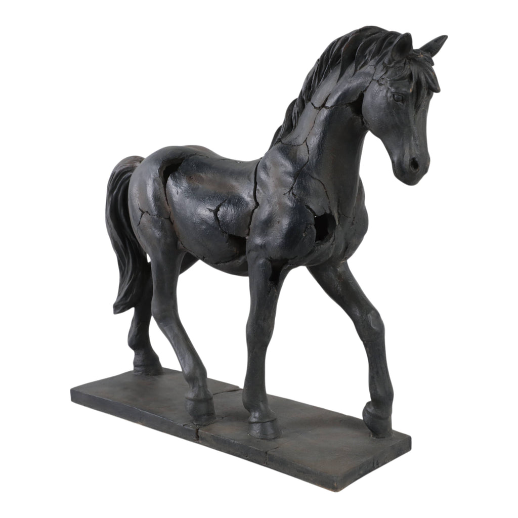 Sagebrook Home - Resin Cracked Horse Sculpture – Brown 18" Home Décor Statue