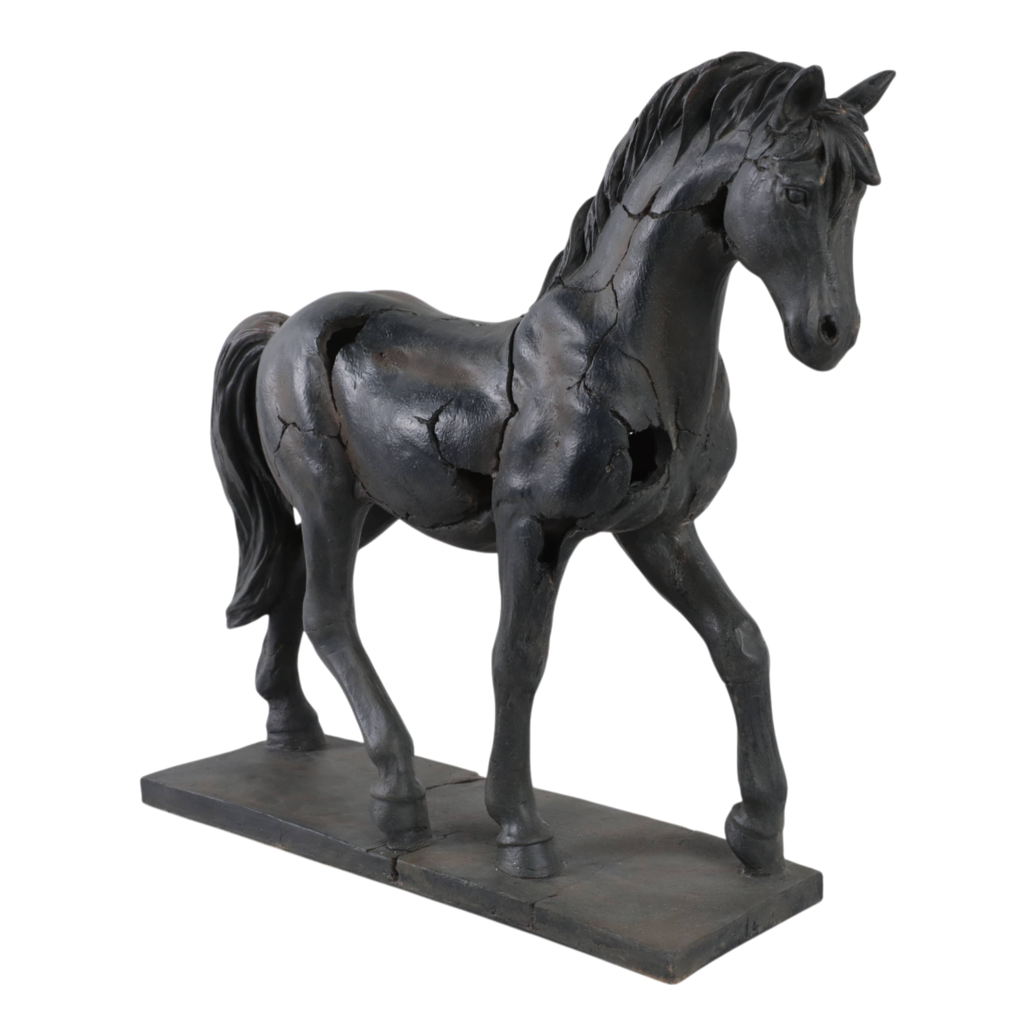 Sagebrook Home - Resin Cracked Horse Sculpture – Brown 18" Home Décor Statue