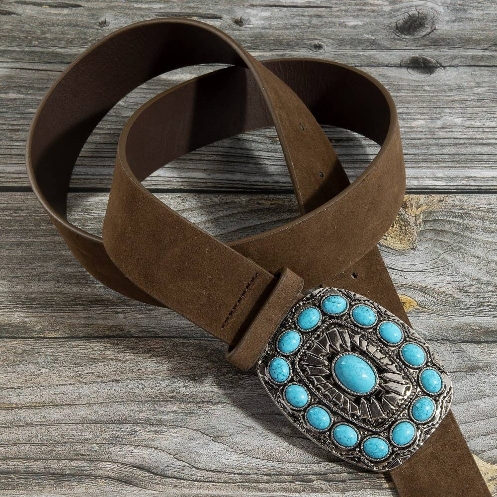 Turquoise Stone Western Concho Buckle Belt