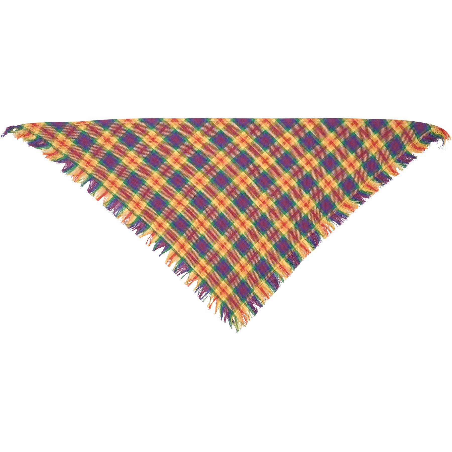 Rainbow Plaid Large Pet Bandana Set – Set of 3