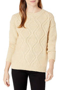 Ivory Diamond Cable Knit Crewneck Sweater