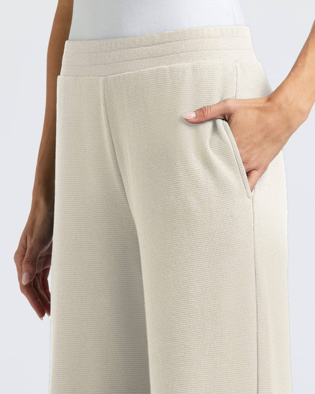 True Classic - Women's Oatmeal Waffle Wide Leg Pants