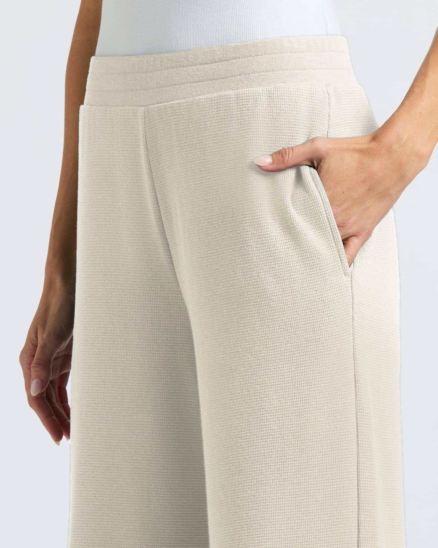 True Classic - Women's Oatmeal Waffle Wide Leg Pants