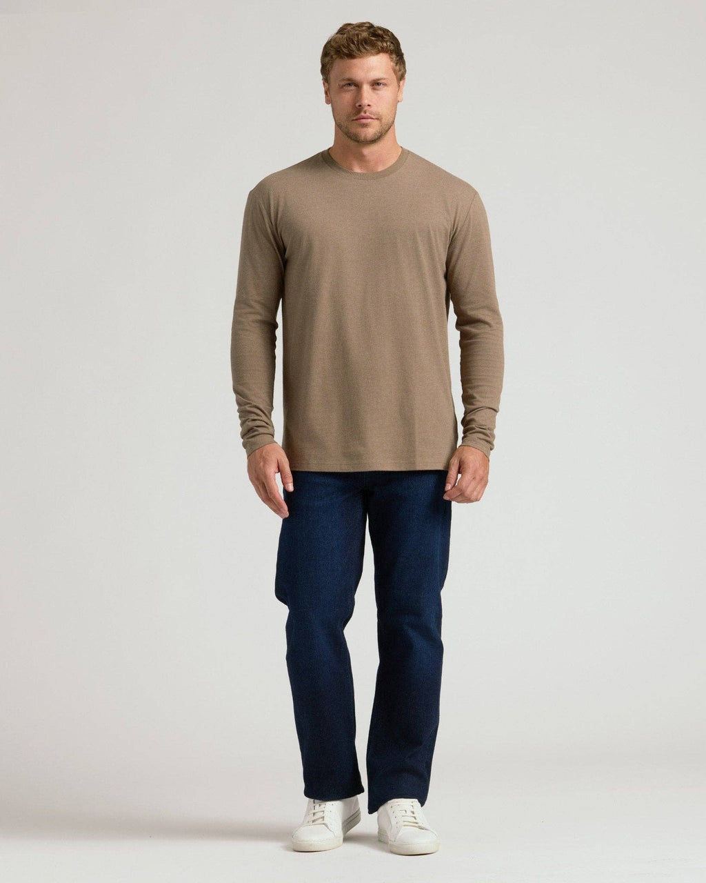 True Classic Dark Heather Sagewood Long Sleeve Crew Neck Shirt