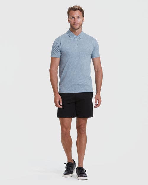 True Classic Heather Indigo Short Sleeve Polo Shirt