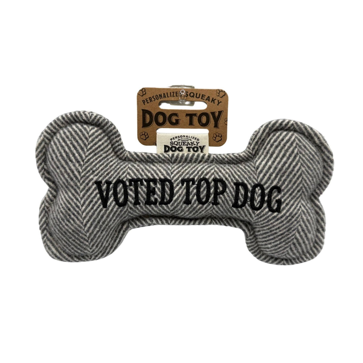 Voted Top Dog Tweed Bone Squeaky Dog Toy