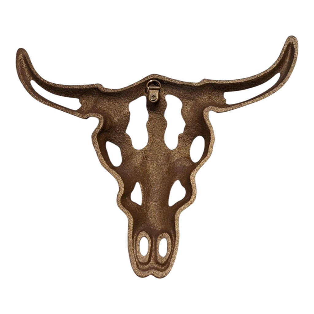 Cast Iron Bull Skull Wall Plaque – Rustic Western Ranch Wall Décor, 11"